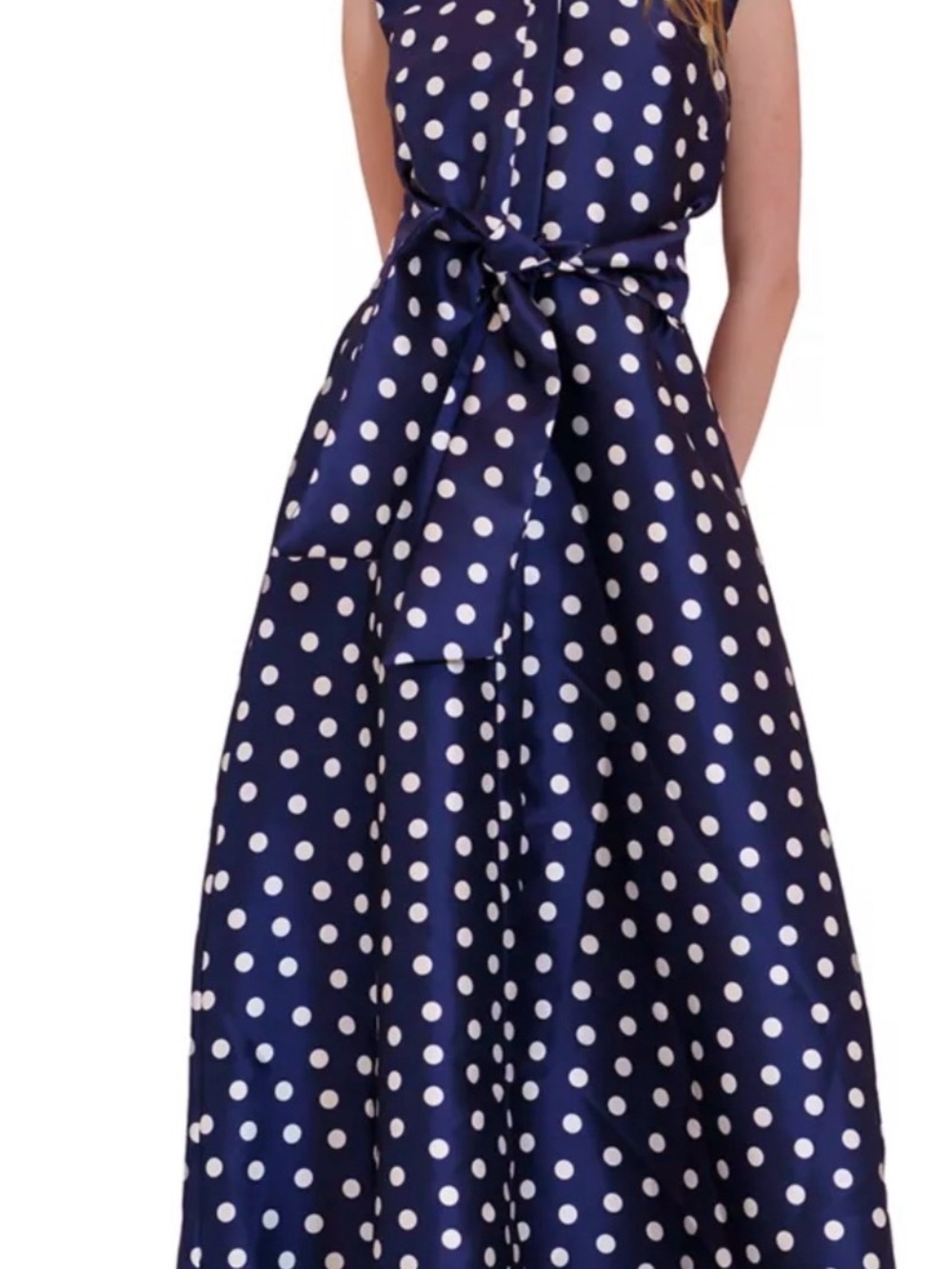 JULIA JORDAN SLEEVELESS POLKA DOT MAXI DRESS COLOR NAVY SIZE 6 NWT - Picture 4 of 13